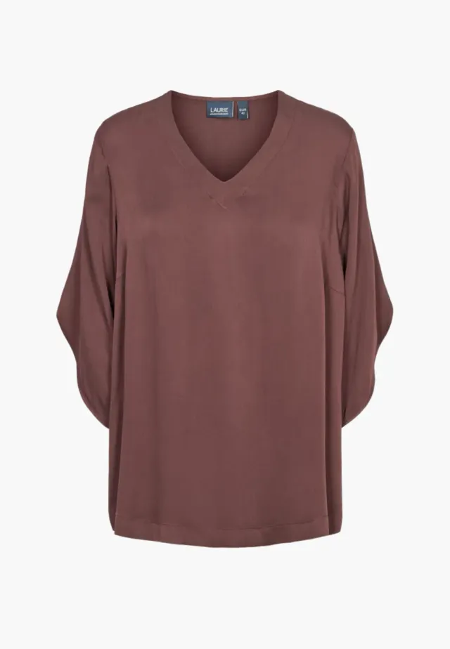 Laurie Nelly blouse donkerpaars 3/4 mouw