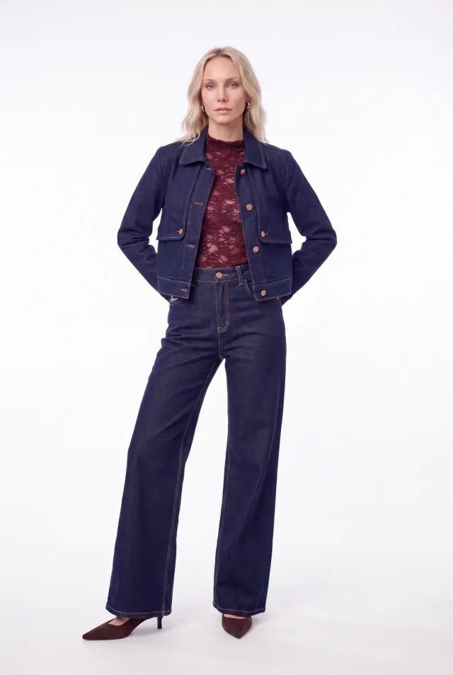 Florez Zoe straight jeans donkerblauw