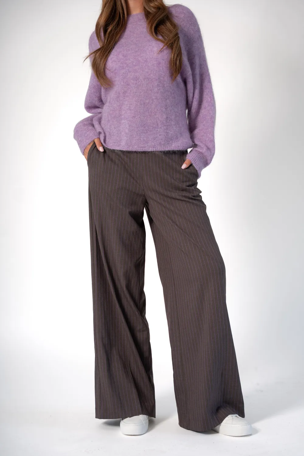 Corel Lior Wide Stripe broek dewberry gestreept