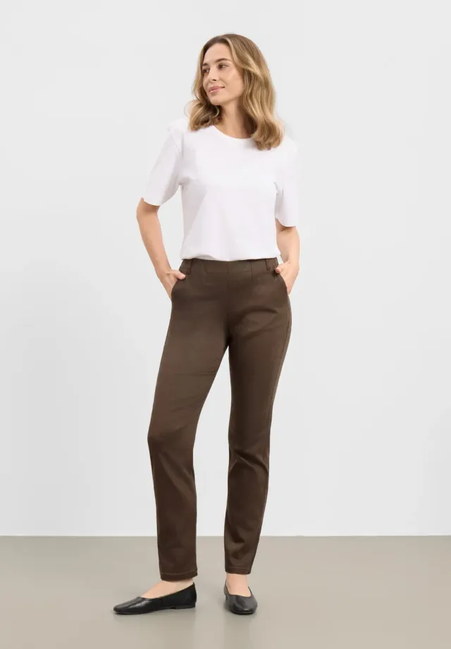 Laurie Taylor Regular damesbroek Brown Bloom Print stretch