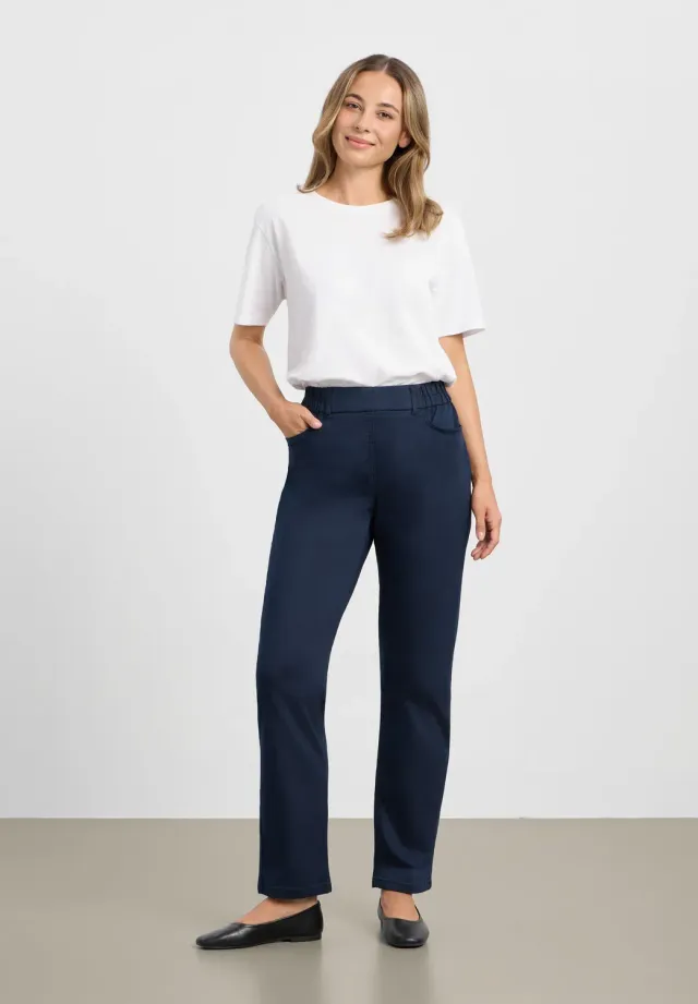 Laurie Violet Relaxed ML broek Navy biologisch katoen