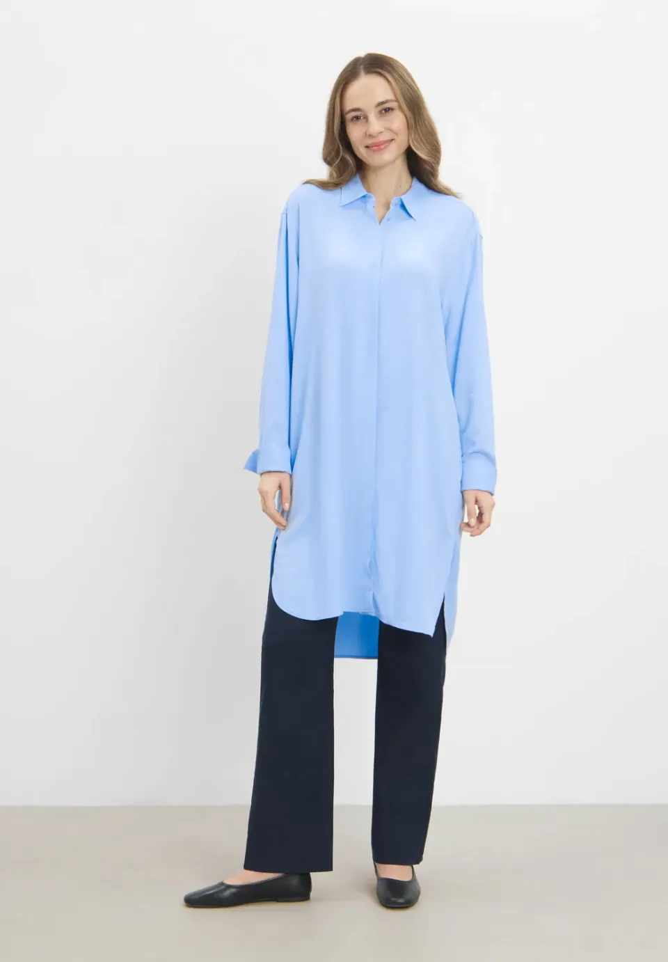 Laurie Veronica Long overhemd Blue Sky viscose