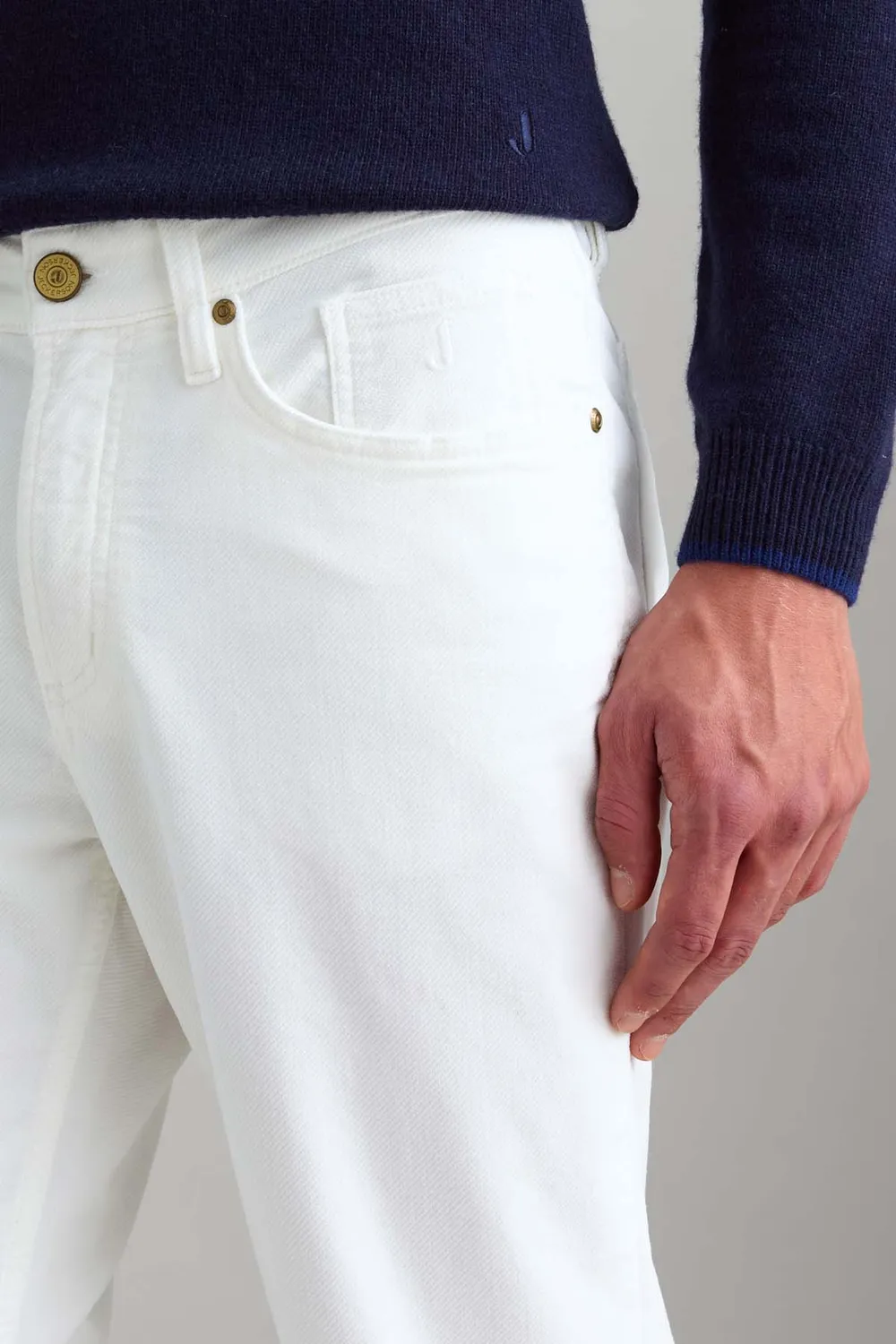 Jeckerson Jordan Slim Fit fluwelen broek wit wolwit