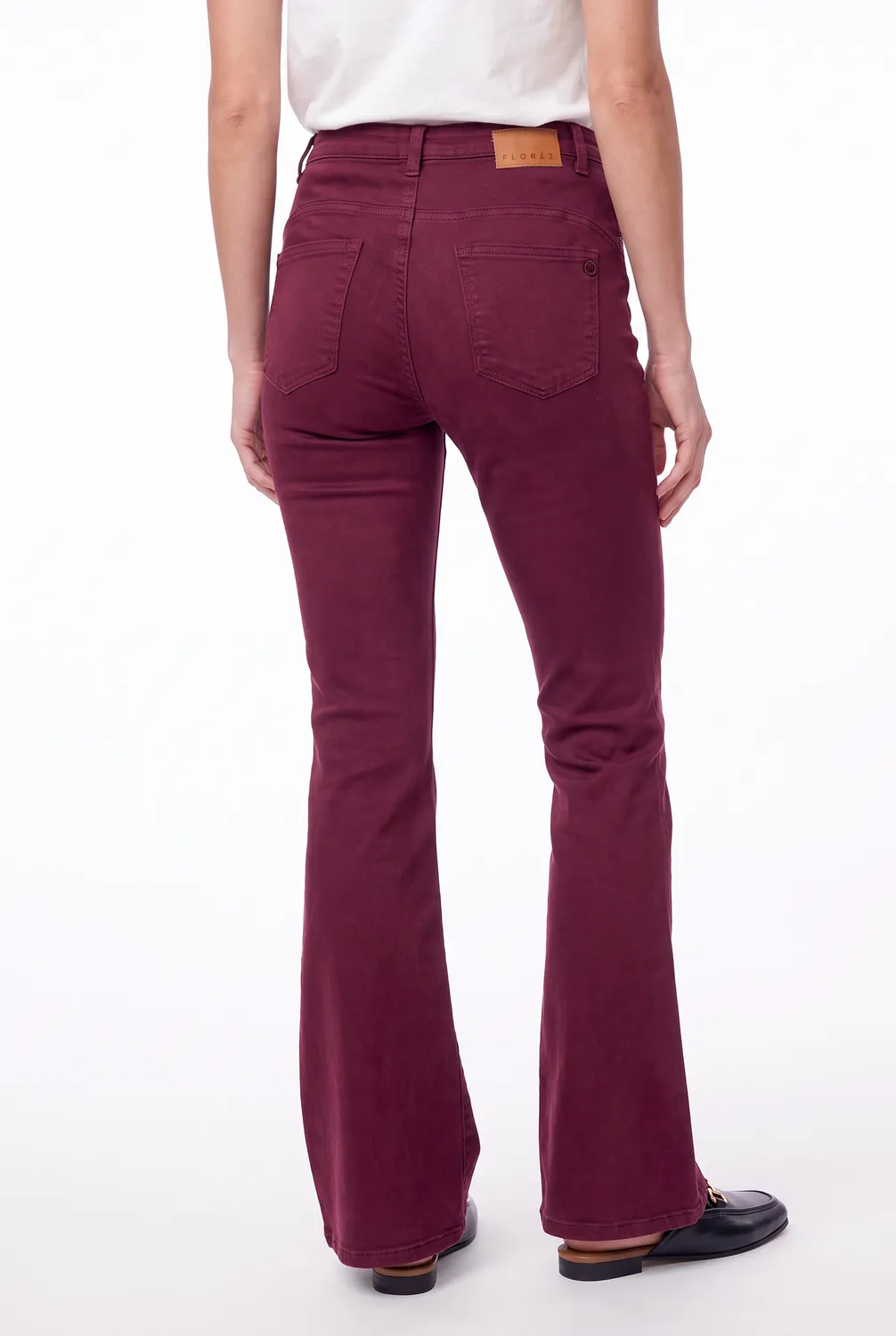 Florez Ana Flared Pocket jeans Mauve wine wijd