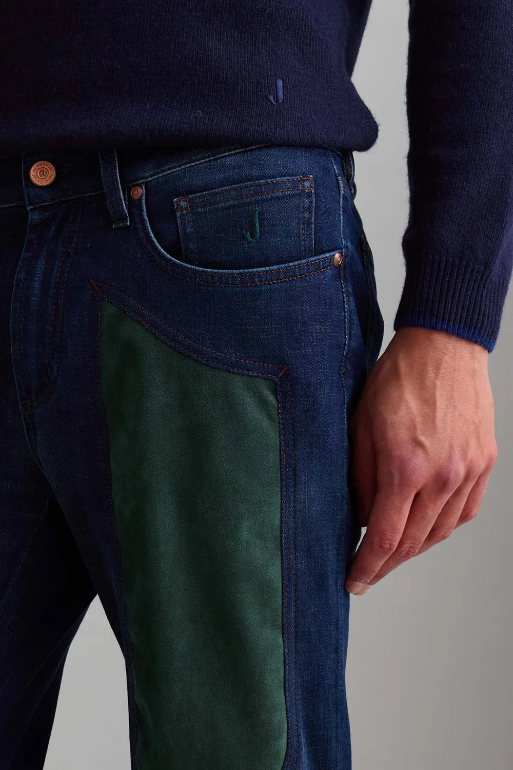 Jeckerson James Skinny Fit Jeans Donkerblauw Mosgroen