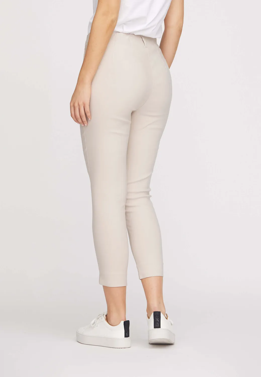Laurie Elizabeth Slim CL broek Grey Sand cropped stretch