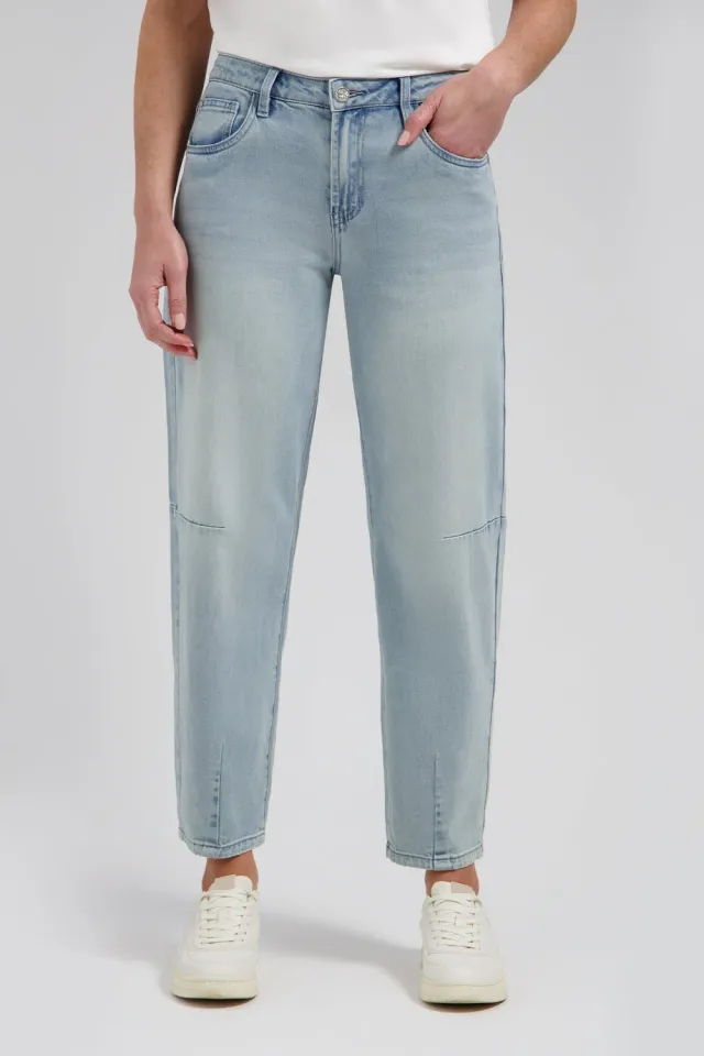 Florez Tess barrel jeans Crystal blue mid-waist