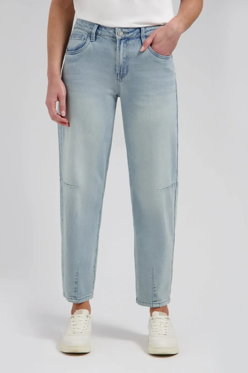 Florez Tess barrel jeans Crystal blue mid-waist