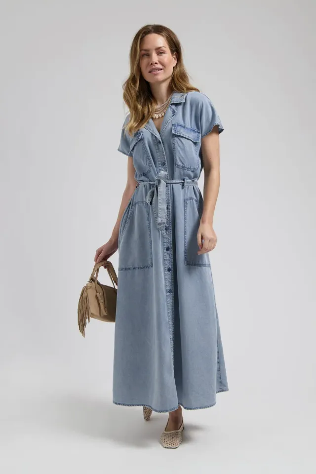 Florez Dina maxi-jurk Mid Blue losvallend