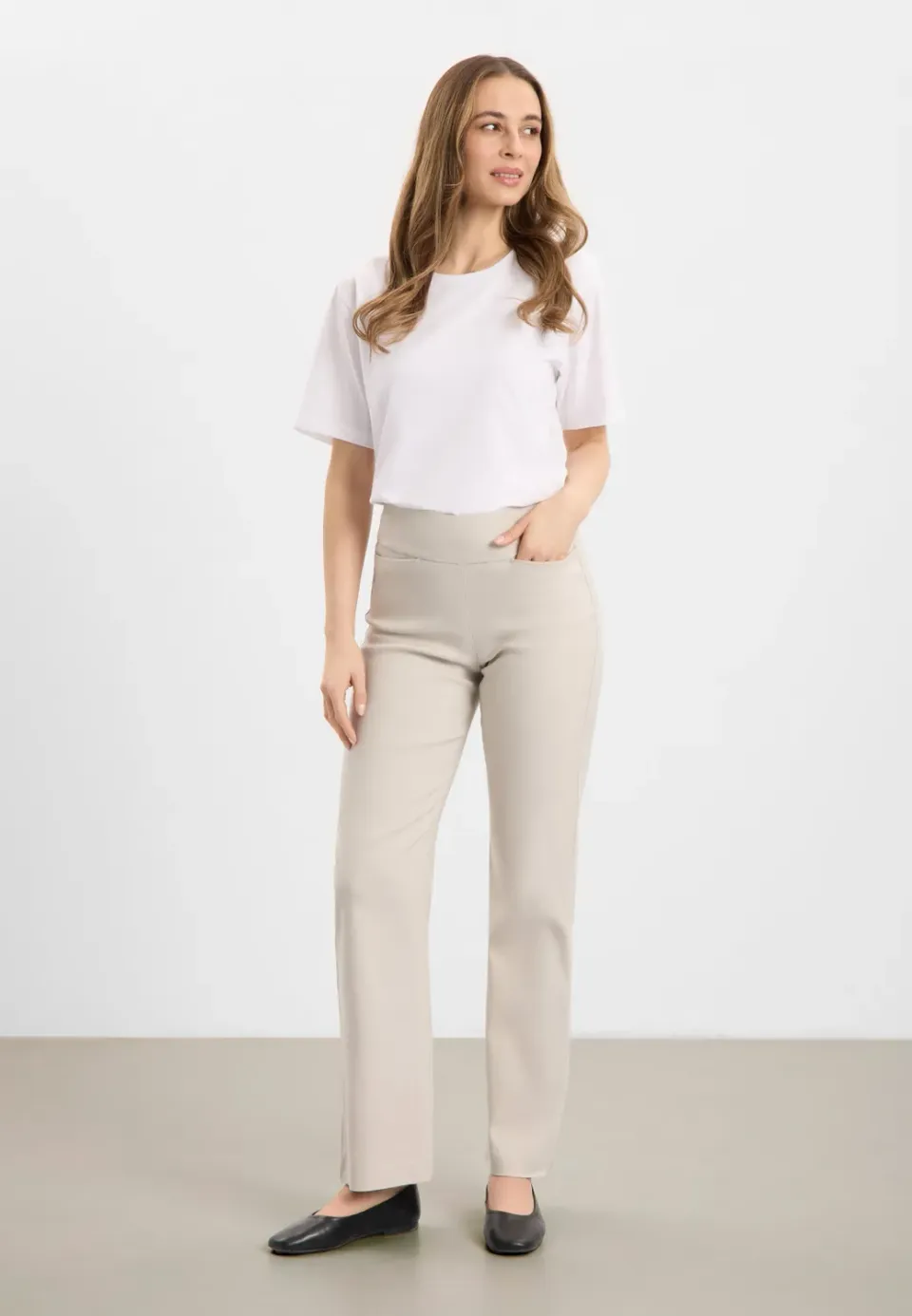 Laurie Thea Straight ML broek grey sand stretch