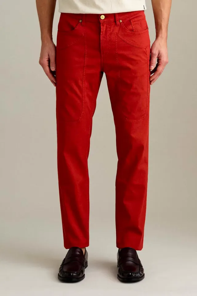 Jeckerson John Broek Donkeroranje Slim Fit Katoen