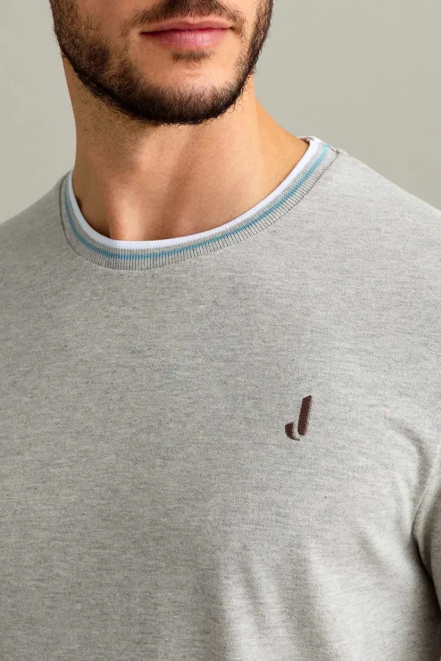 Jeckerson T-shirt piqué korte mouw grijs melange