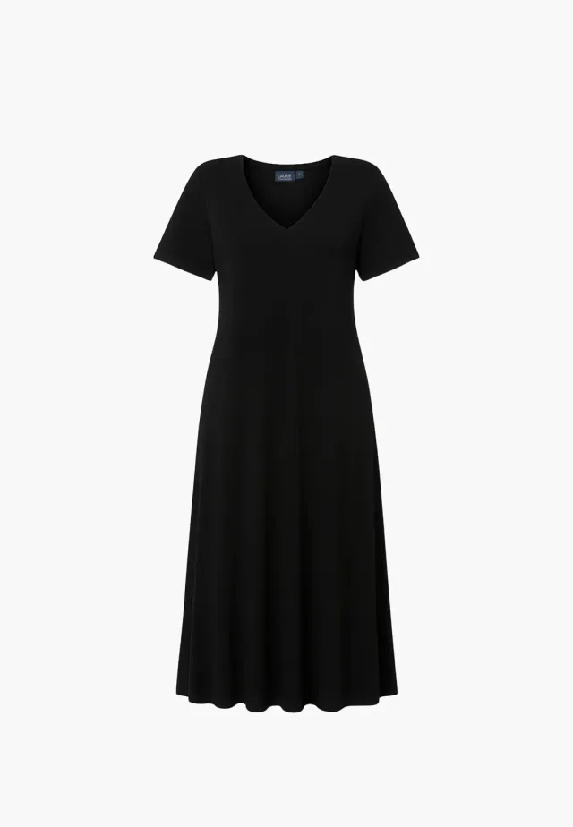 Laurie Ingrid Dress SS jurk zwart V-hals