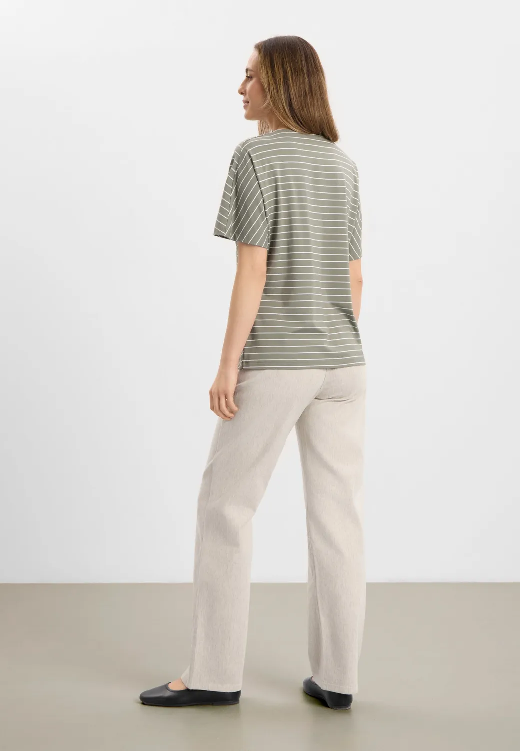 Laurie Ingrid Blouse SS damesblouse Khaki Stripe viscose