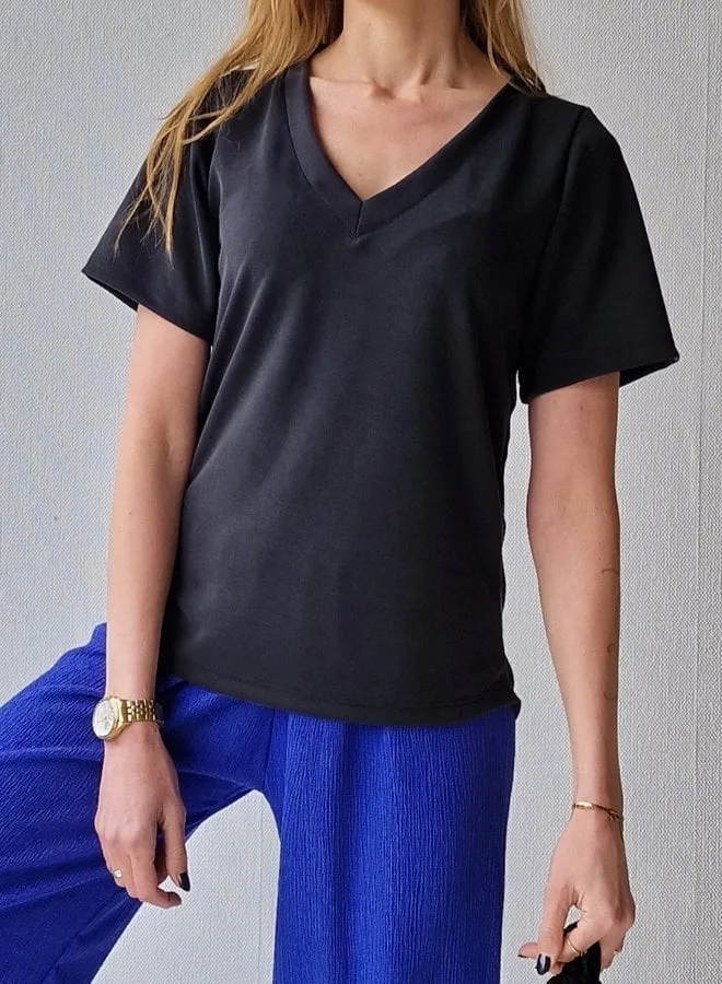 Langeleggings Charlie V-hals shirt black modal lang