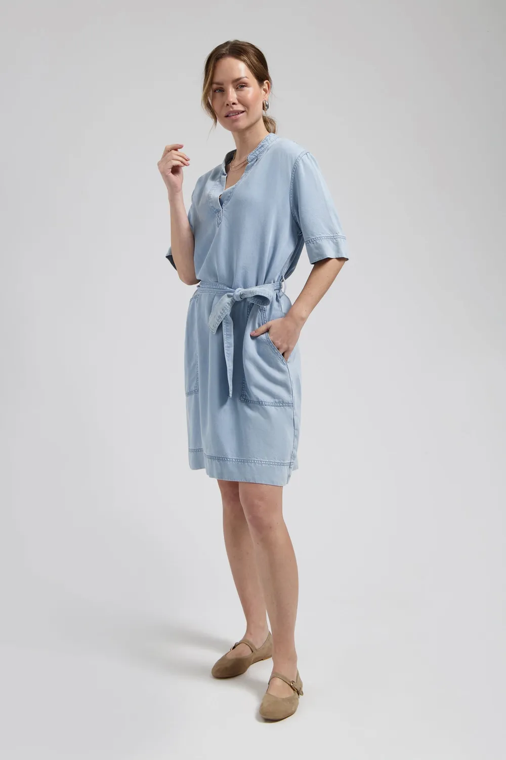 Florez Kayley midi-jurk lichtblauw Tencel