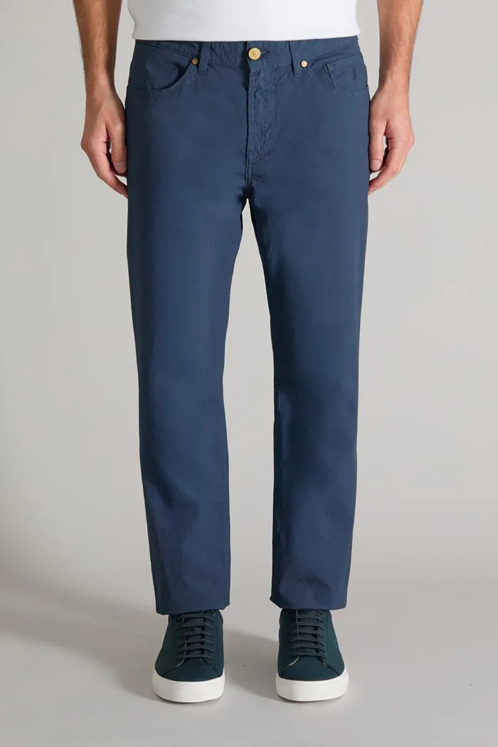 Jeckerson John Toppa Cotone slim fit broek donkerblauw linnen