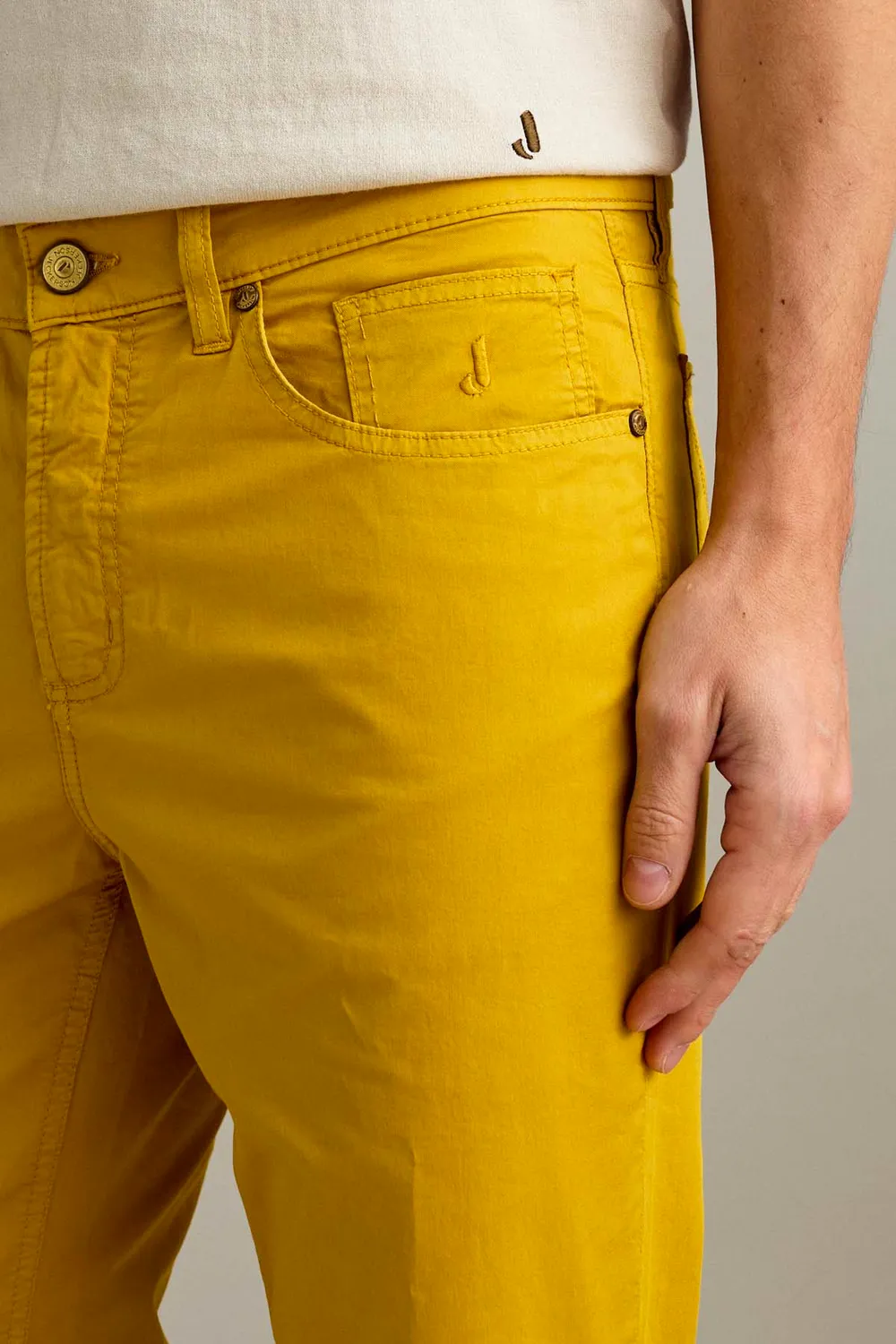 Jeckerson Jordan Slim Fit Broek Goudgeel Gabardine