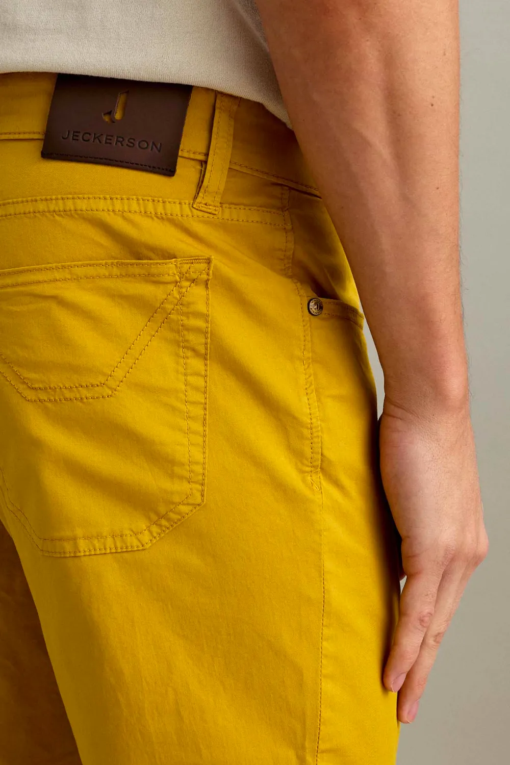 Jeckerson Jordan Slim Fit Broek Goudgeel Gabardine