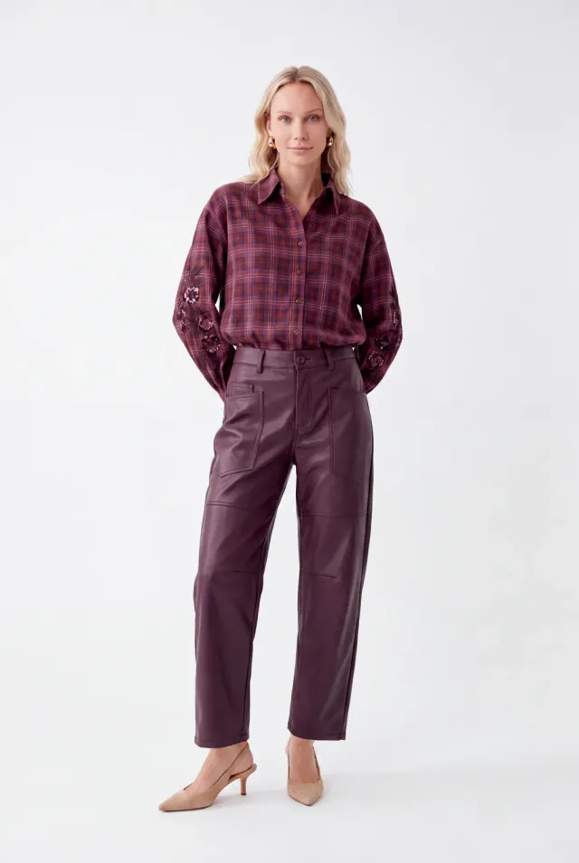 Florez Mandy broek fudge PU barrel fit