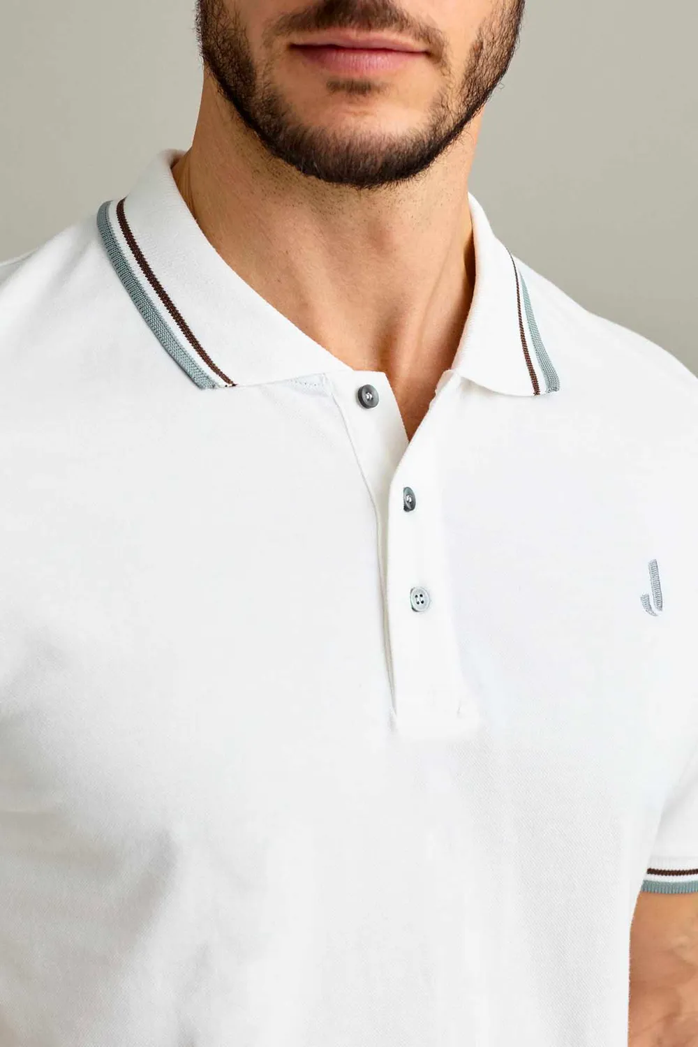 Jeckerson Piquet polo heren wolwit knoopsluiting