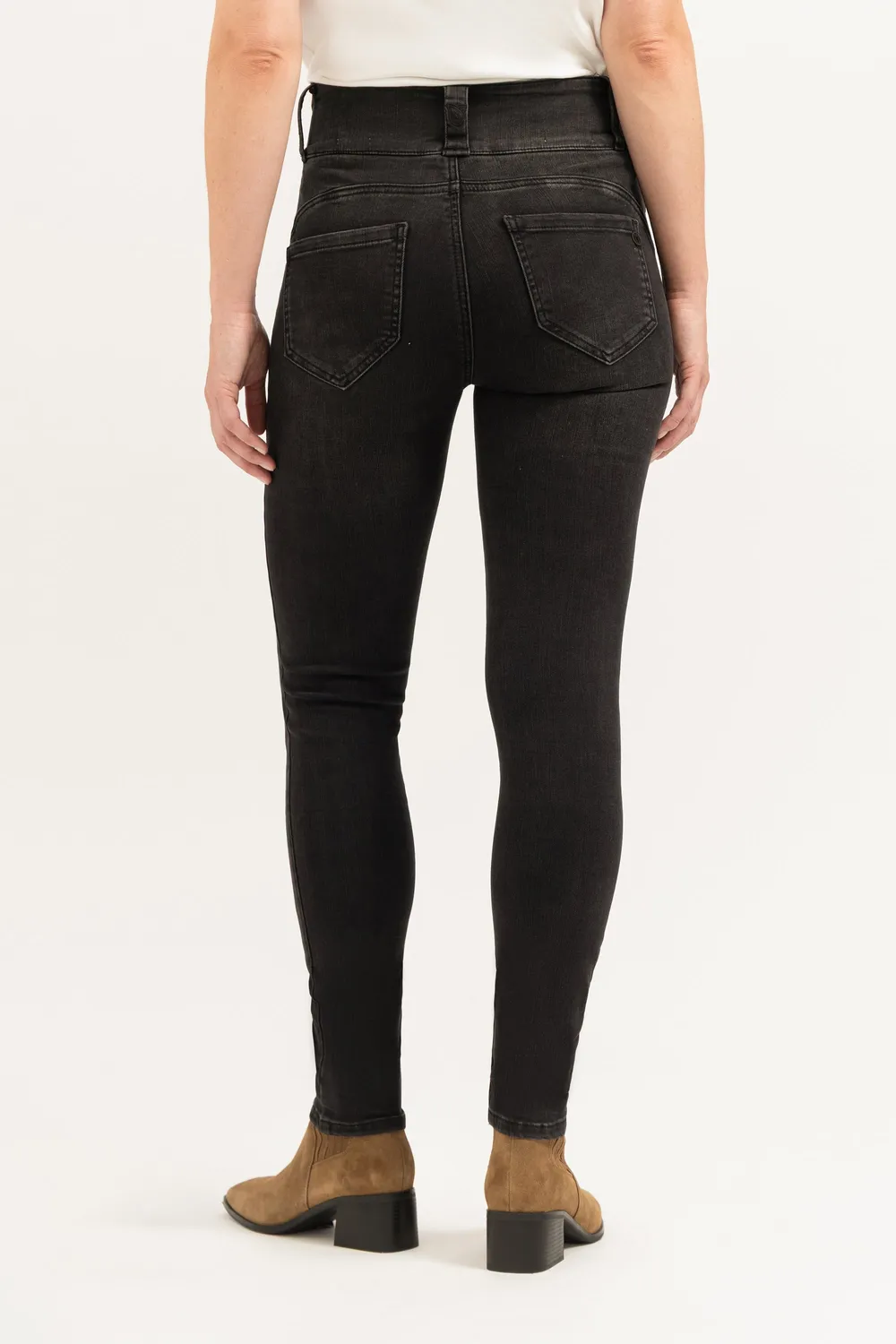 Florez Bodine Slim Fit jeans zwart high-waist