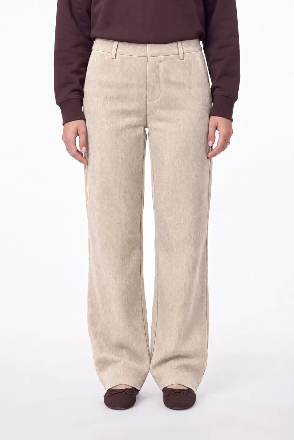 Florez Loiza Trousers pantalon Classic beige hoge taille
