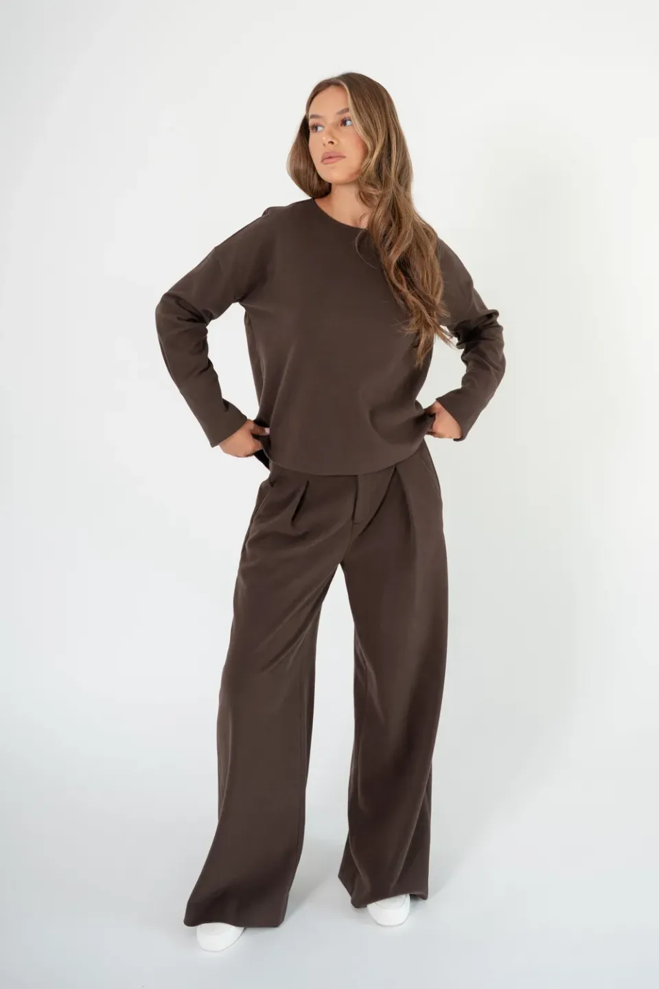Corel Ella Pleated broek zwart wijde pijp