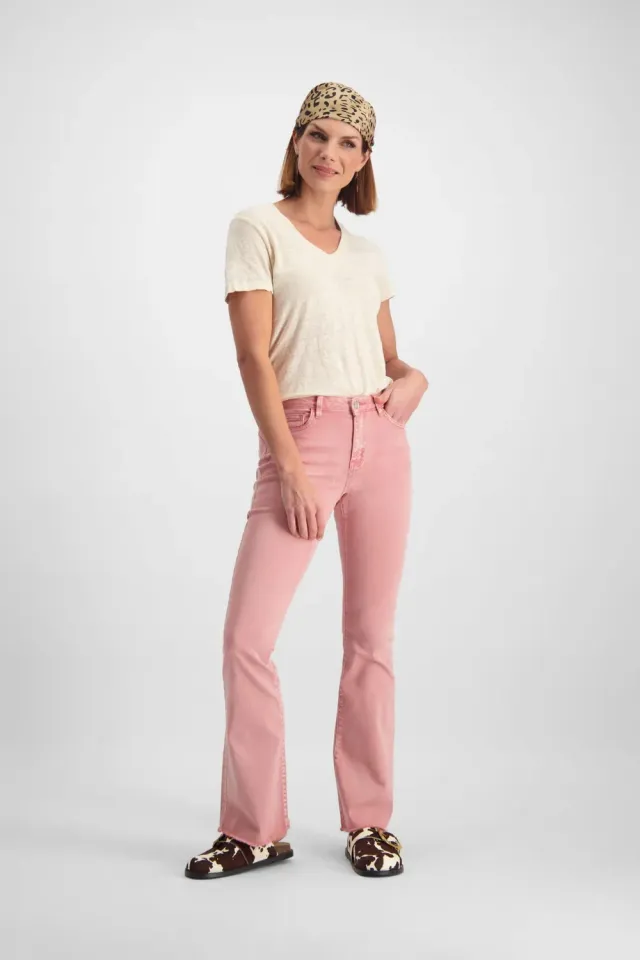 Florez Flared jeans roze stretch five-pocket