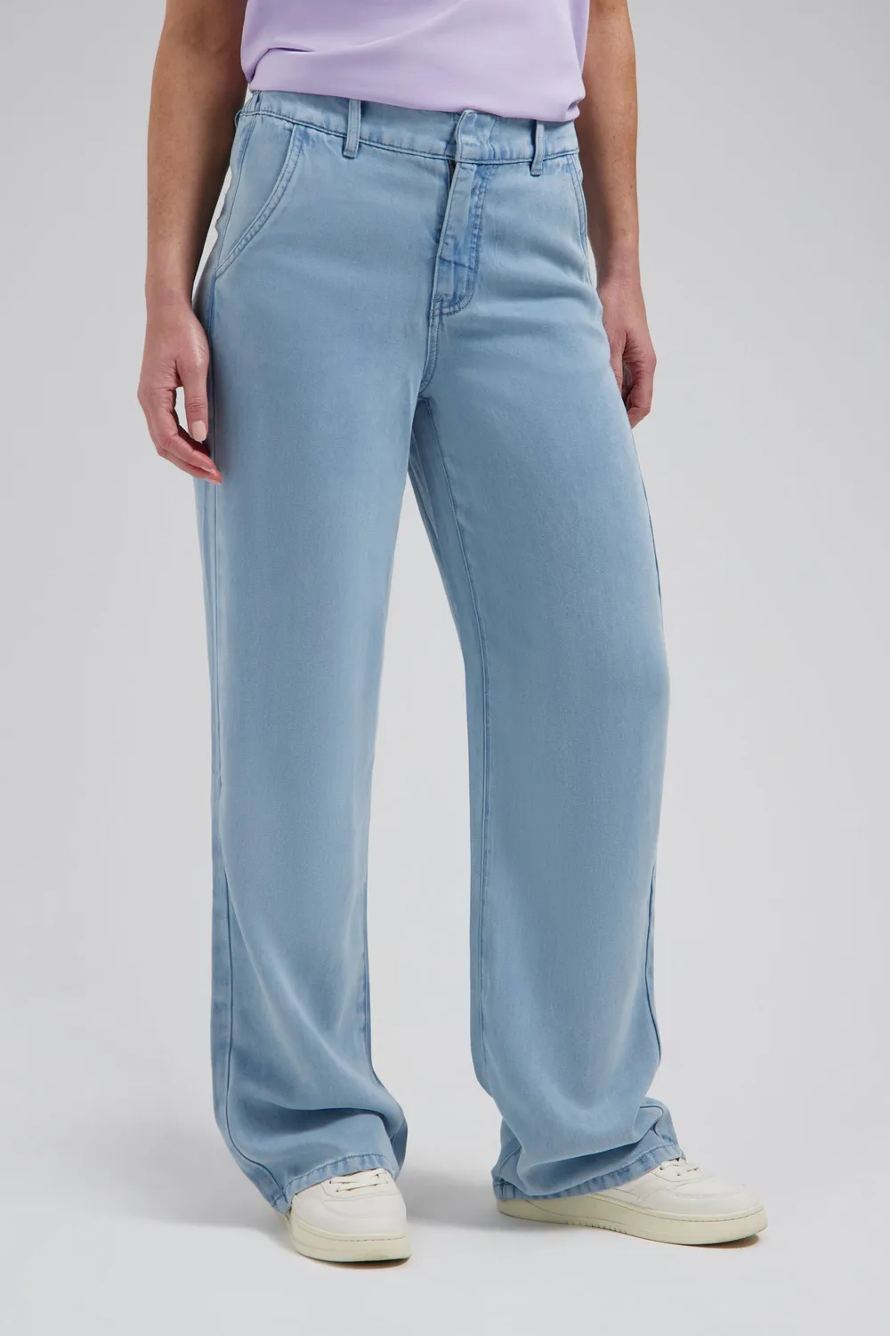 Florez Georgie broek light blue straight fit lyocell