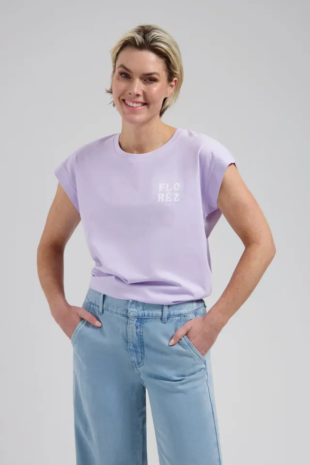 Florez Coco T-shirt lila dames zijdemix