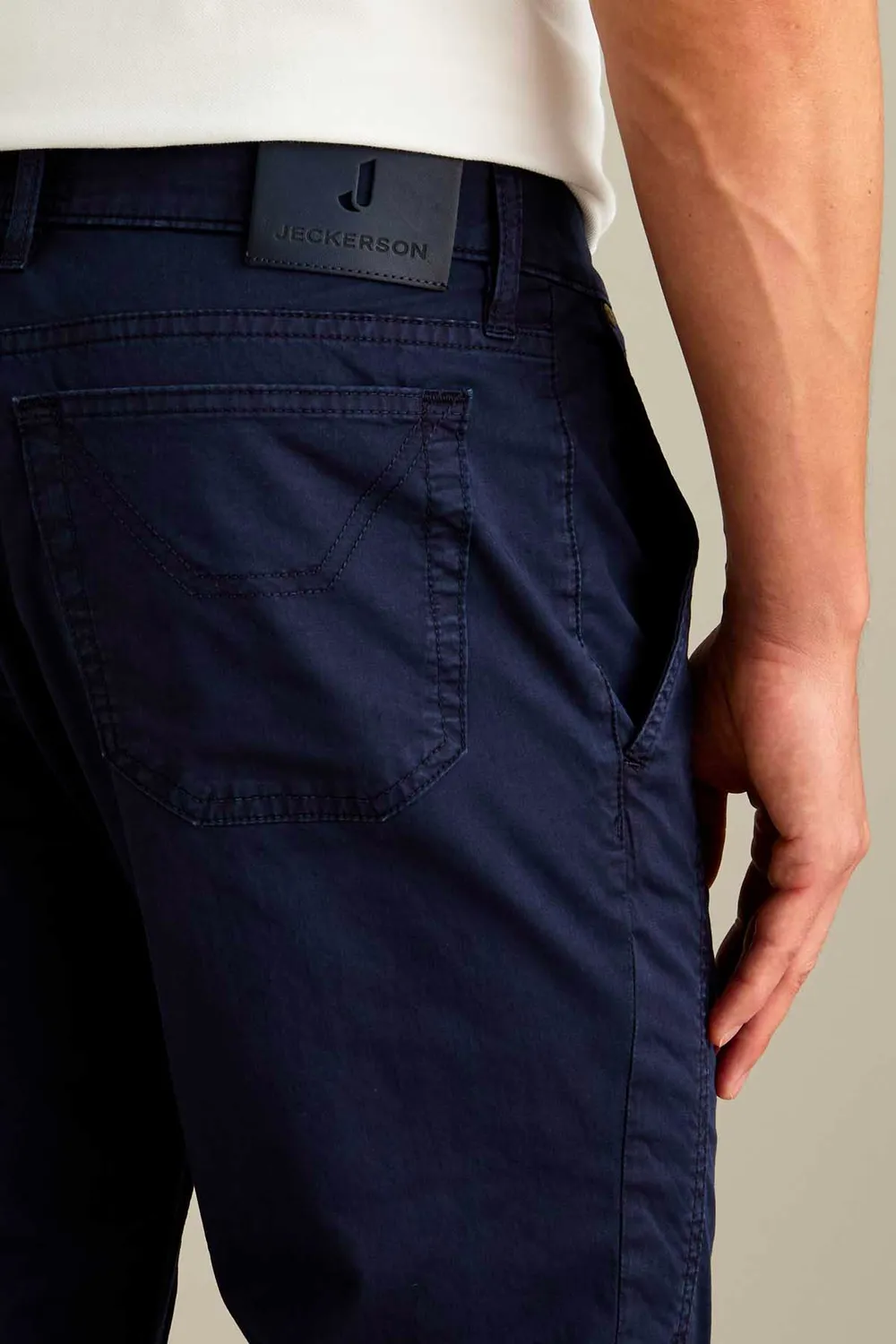 Jeckerson Jevon slim fit broek donkerblauw satijn
