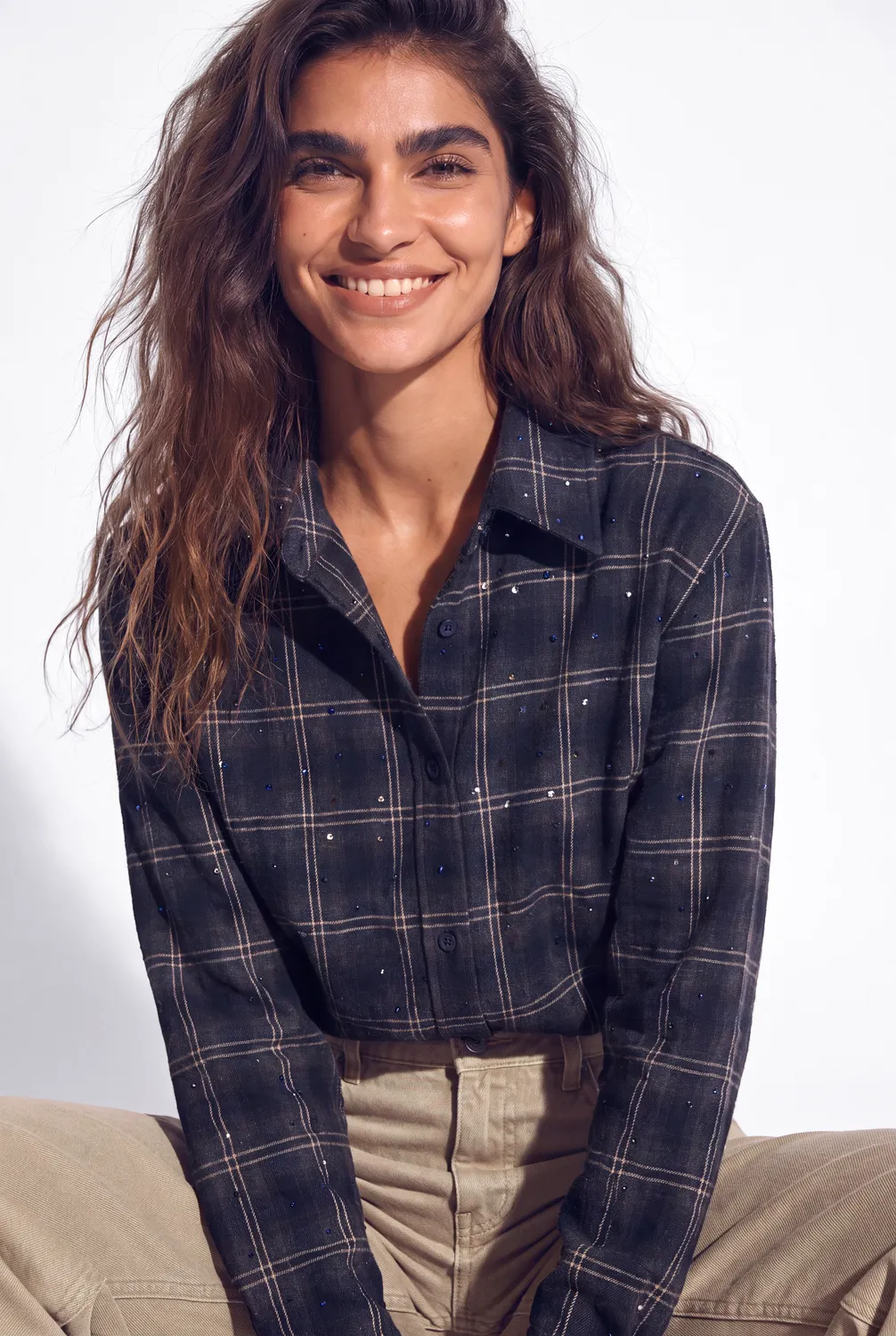 Florez Demie Blue Check blouse loose fit
