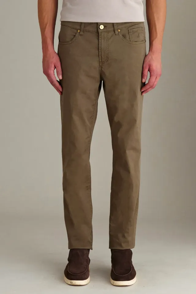 Jeckerson Jordan broek slim fit bruin gabardine stretch
