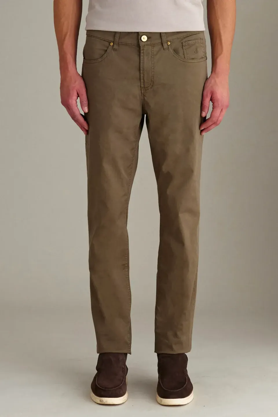 Jeckerson Jordan broek slim fit bruin gabardine stretch