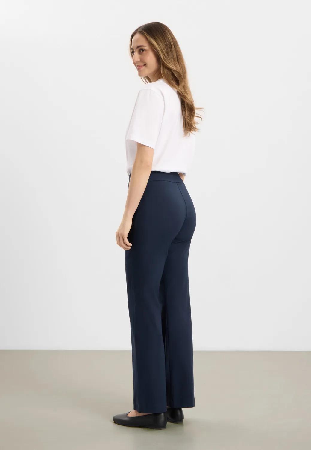 Laurie Thea Straight ML broek navy hoge taille