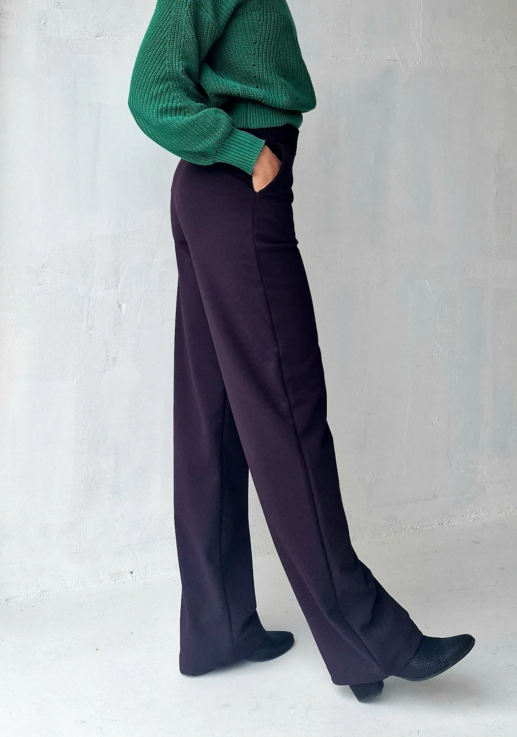 Langeleggings Wide Leg fleecebroek aubergine brown 36 lang