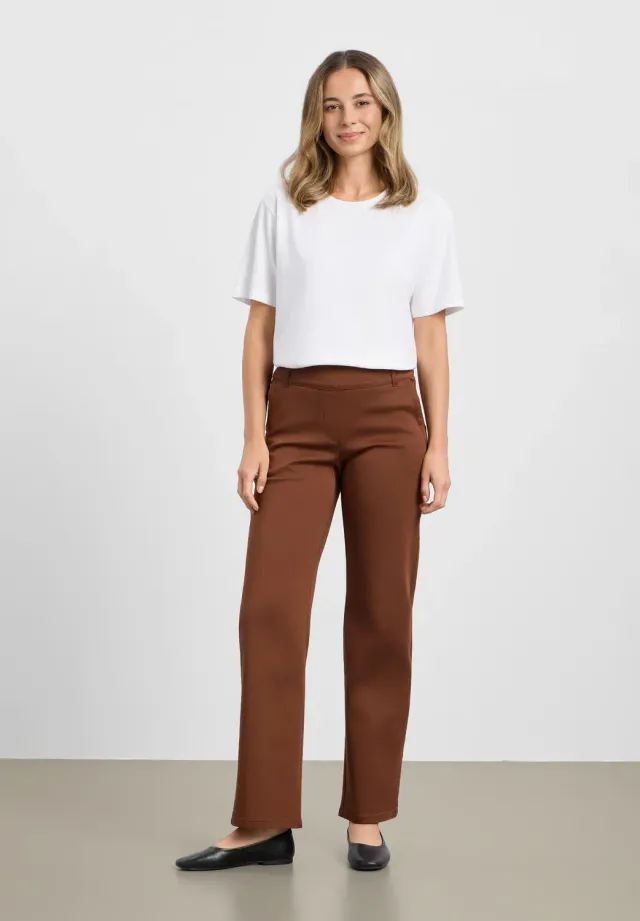 Laurie Gwen Straight ML broek Downtown Brown satijn