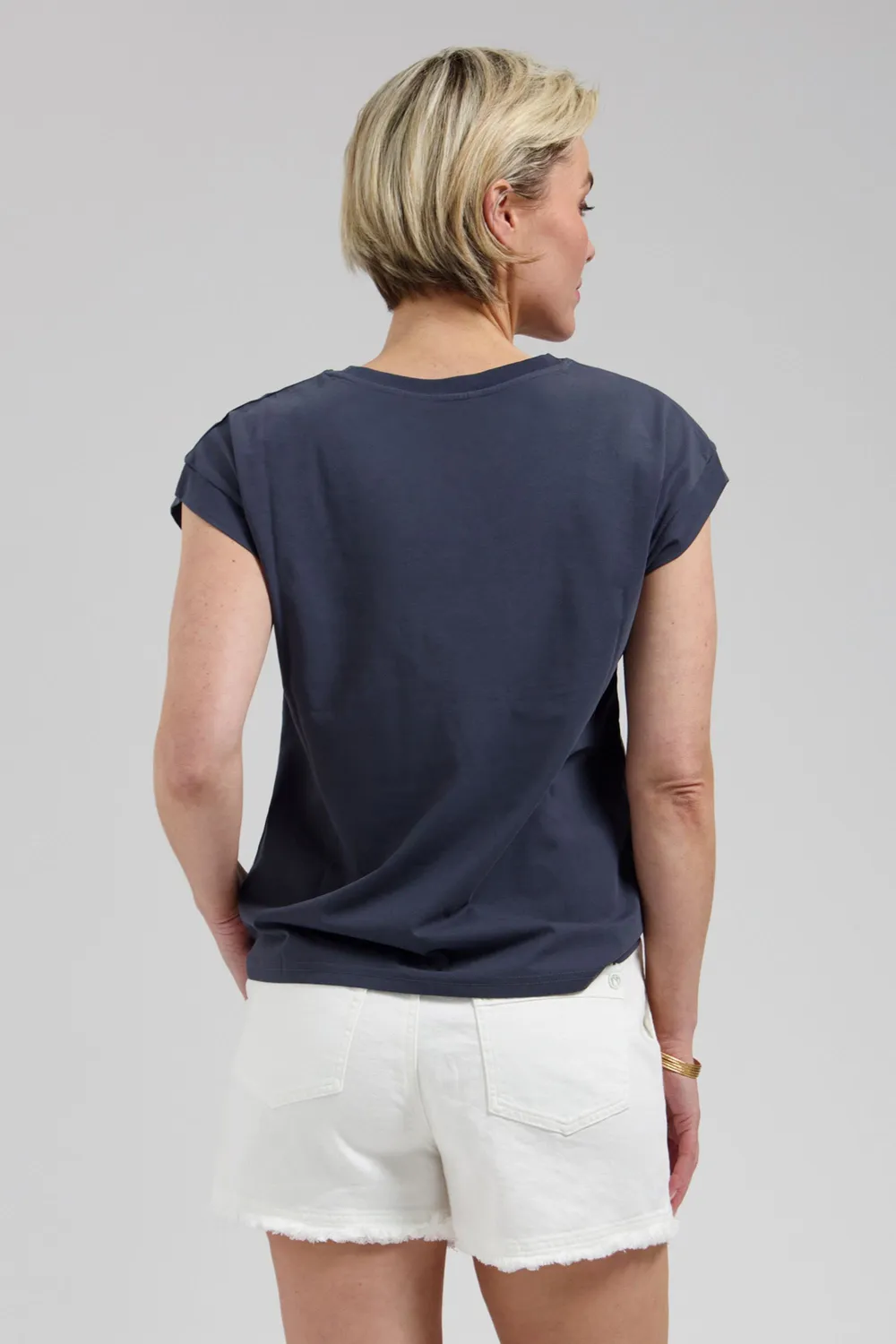 Florez Coco T-shirt Navy Blue zijdemix