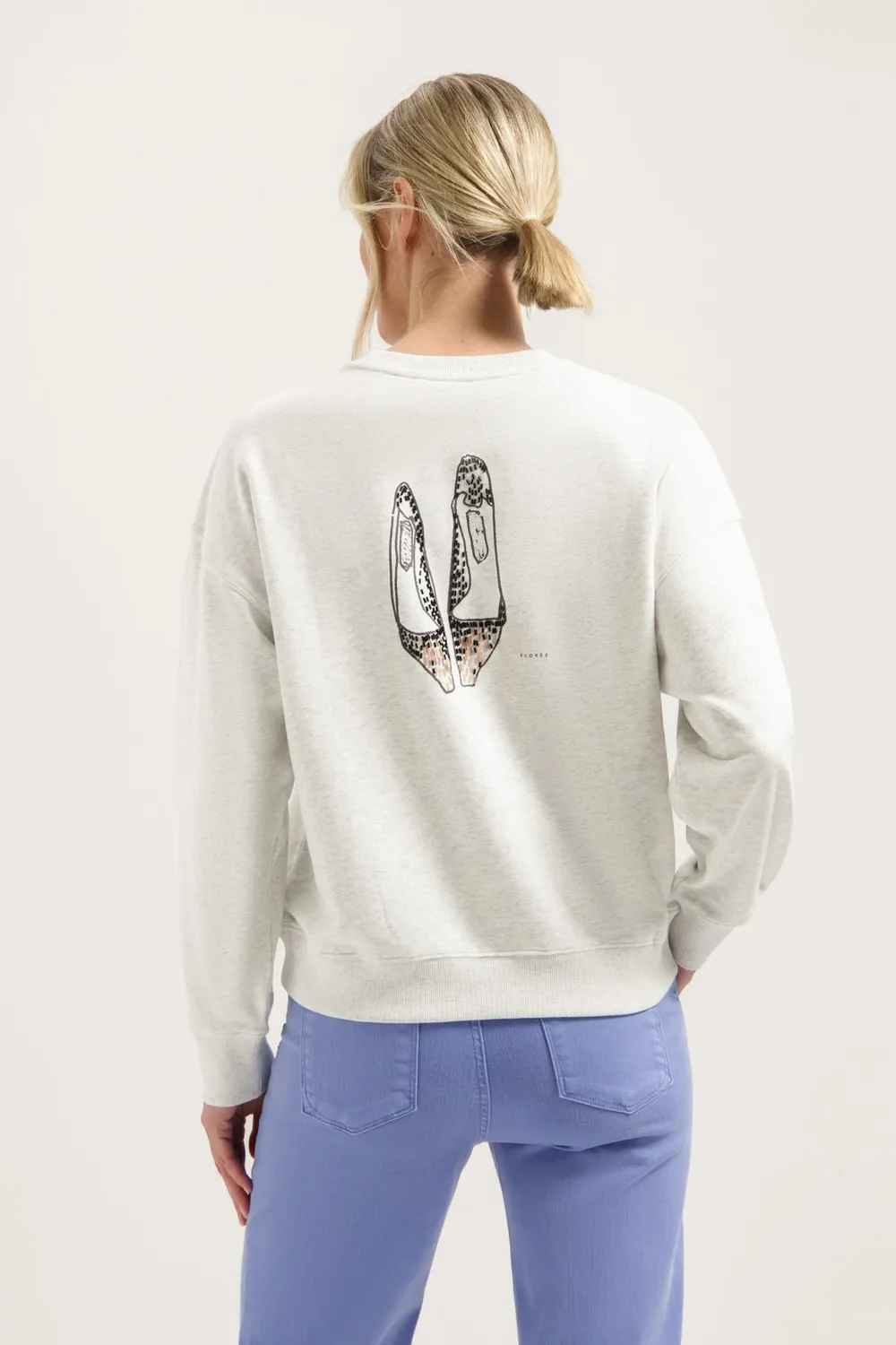 Florez Jolie sweater grijs kralenprint katoen