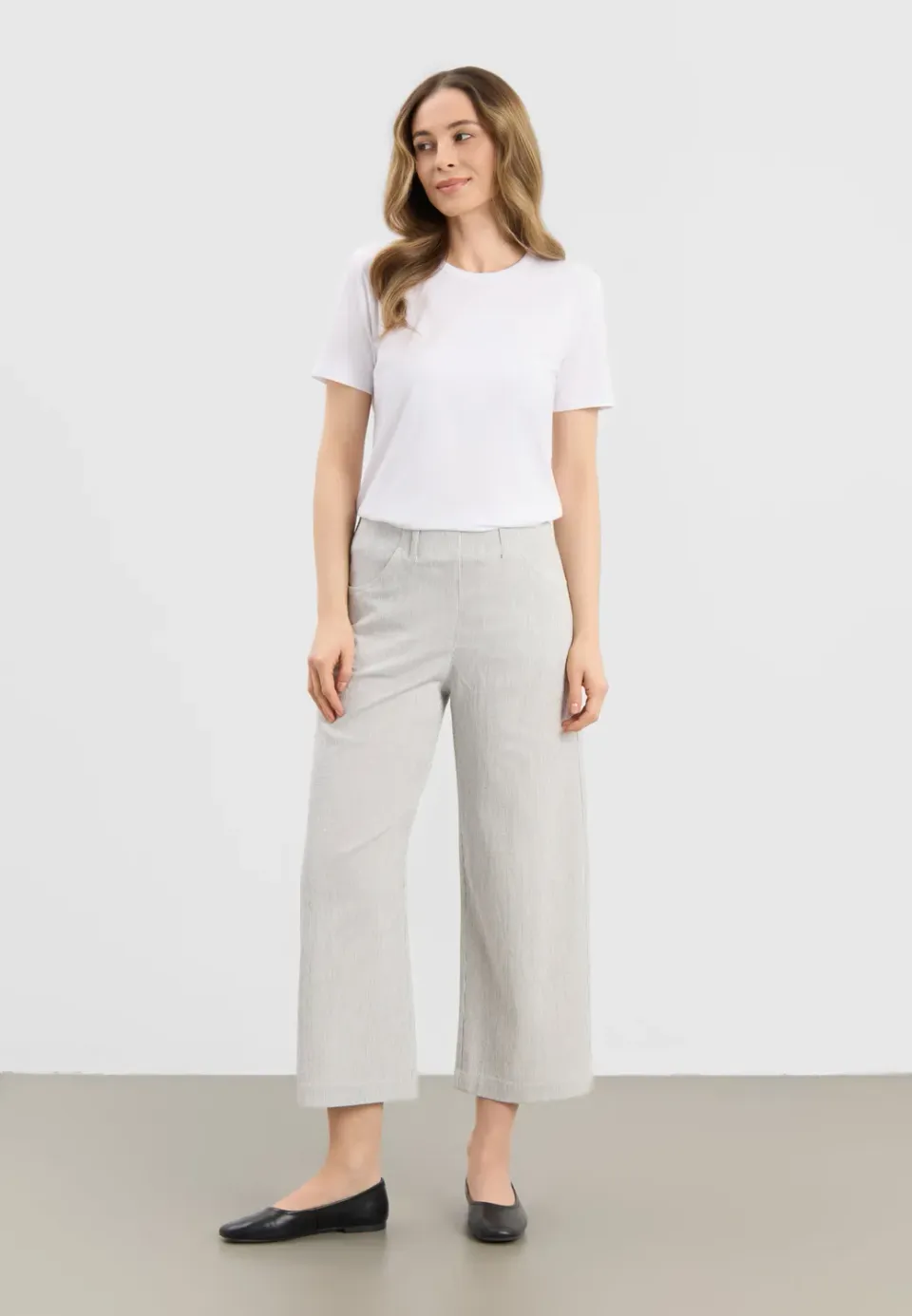 Laurie Donna Loose CL cropped broek white pinstripe