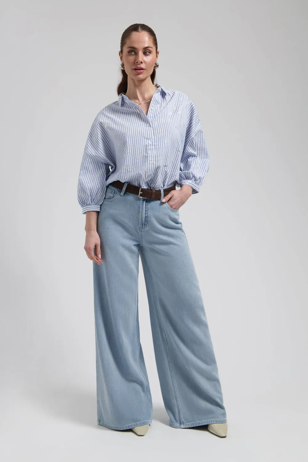 Florez Liv Wide leg jeans Rich Blue wijde pijp
