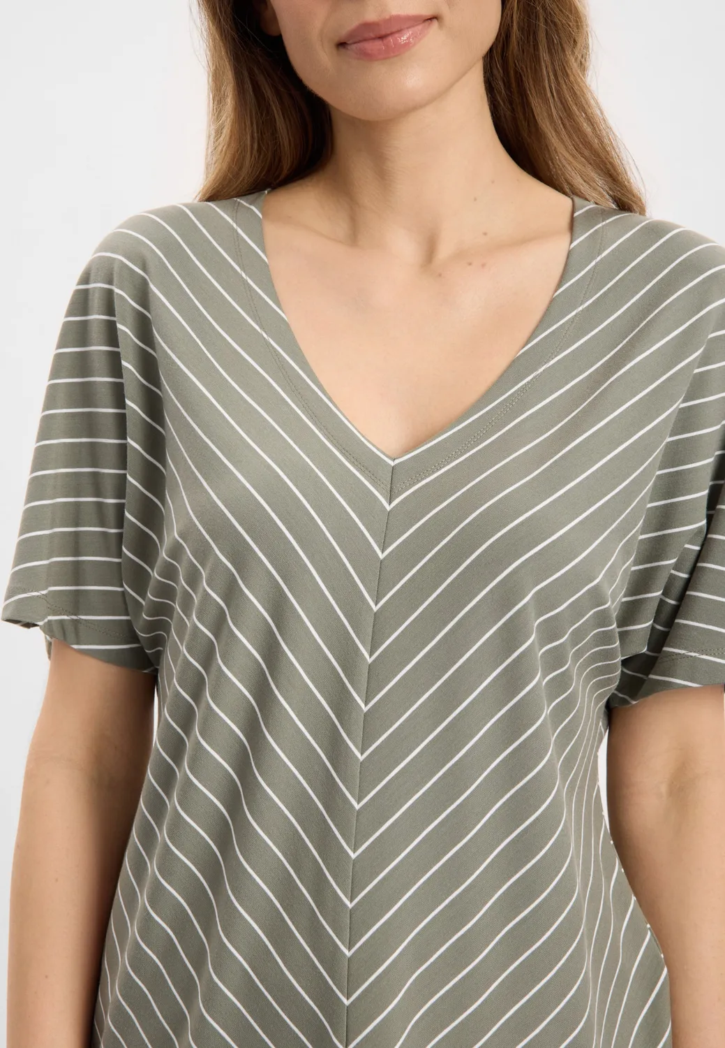 Laurie Ingrid Blouse SS damesblouse Khaki Stripe viscose
