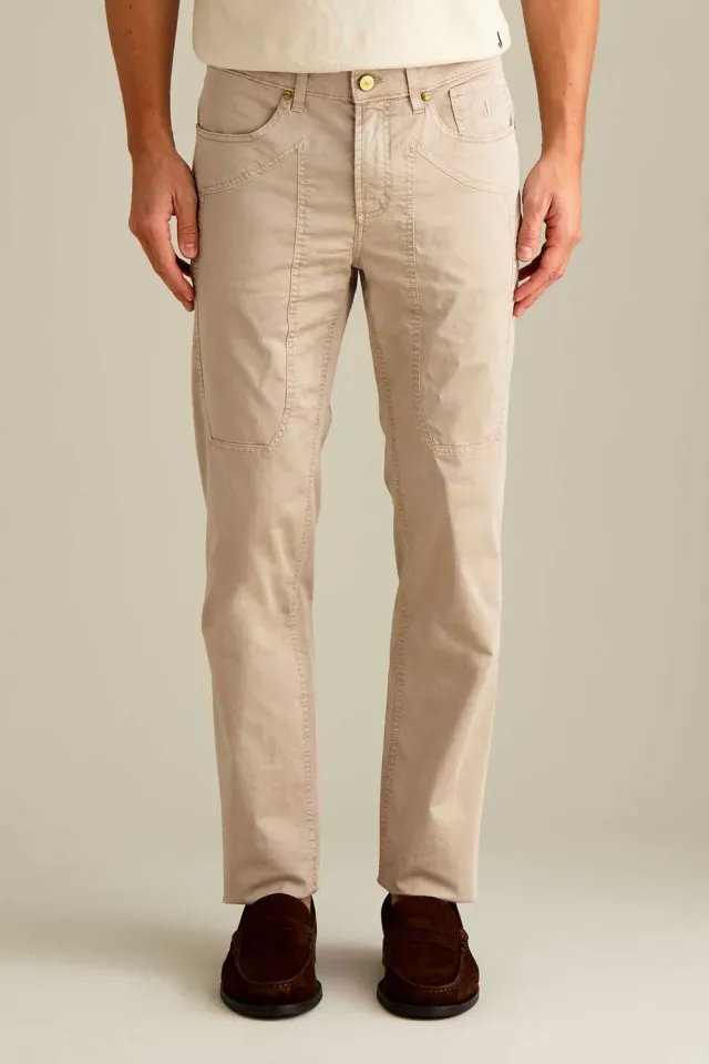 Jeckerson John broek beige slim fit katoen