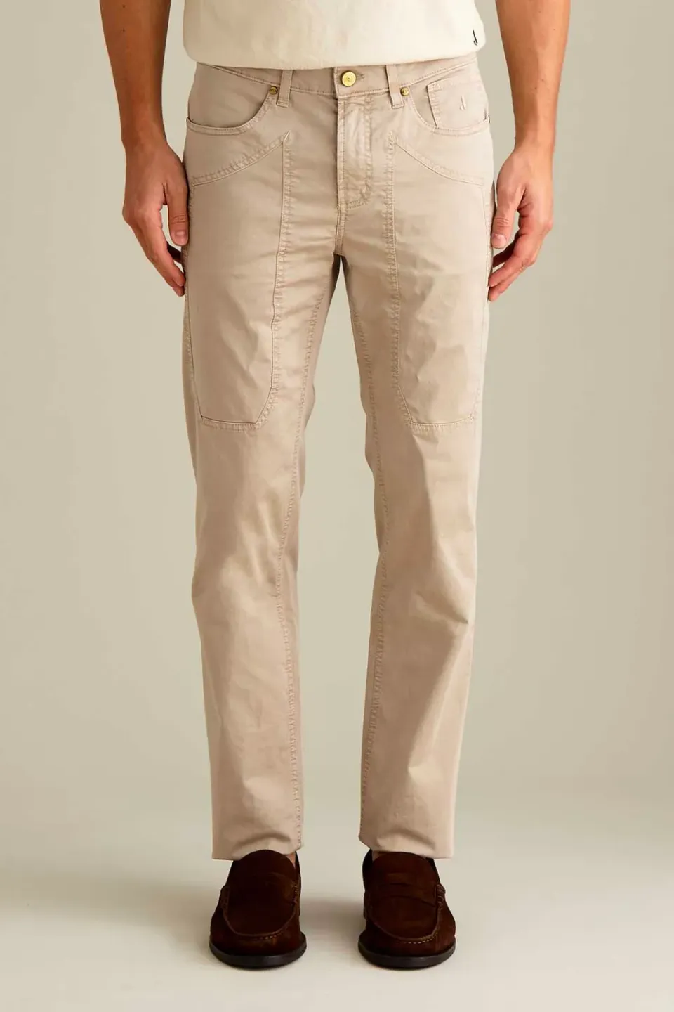 Jeckerson John broek beige slim fit katoen