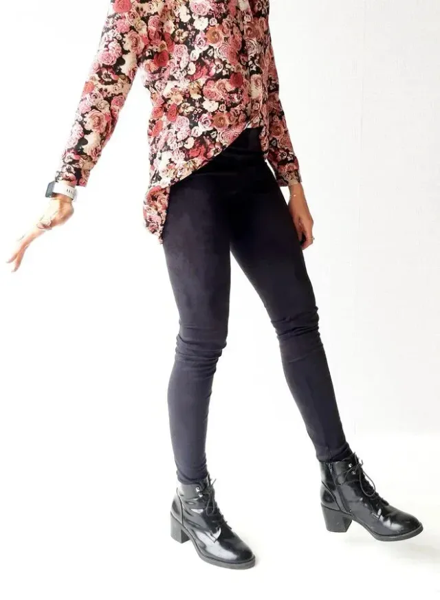 Langeleggings Extra Lange Suèdelook Legging Zwart 36
