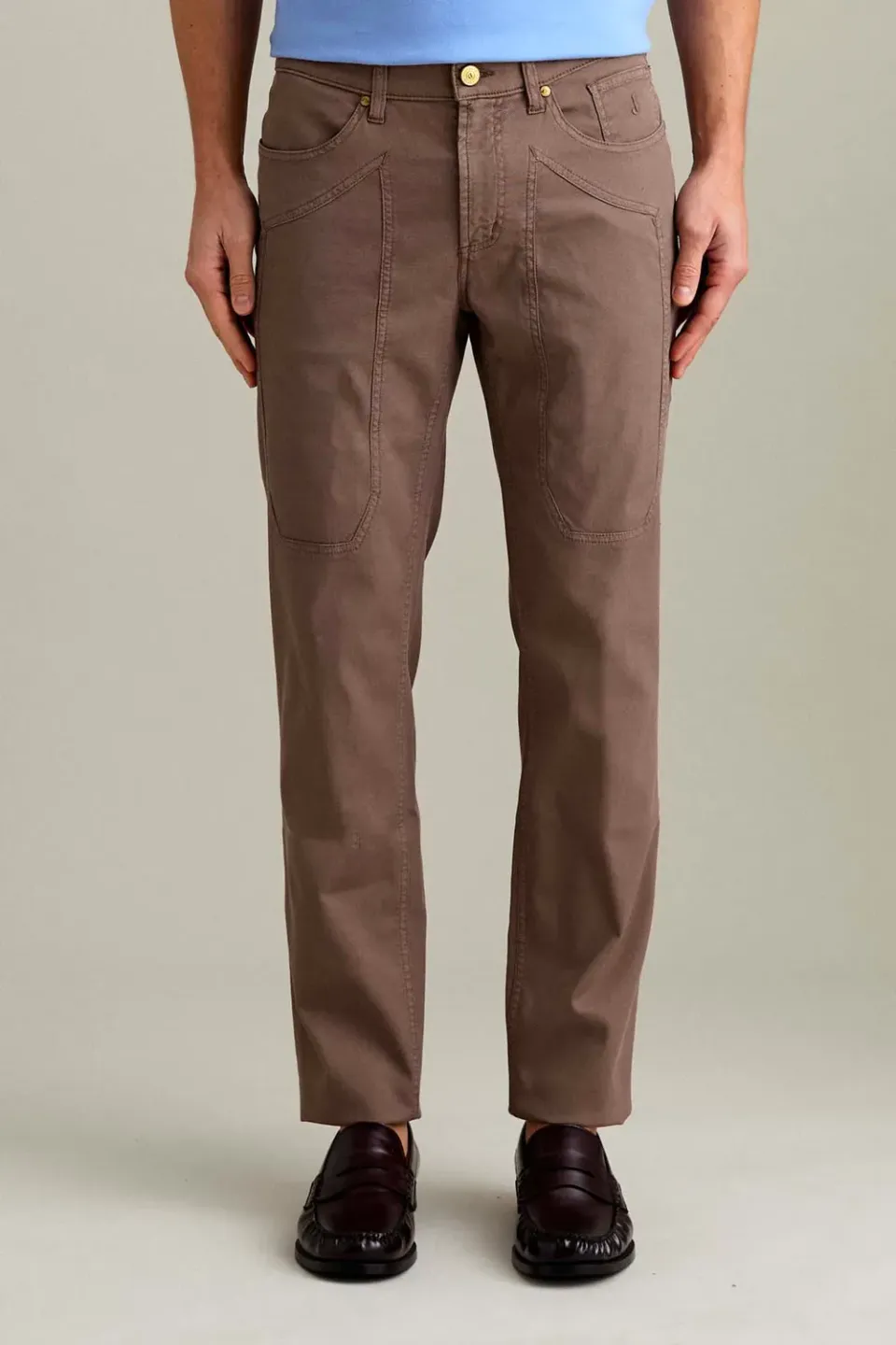 Jeckerson John broek chocoladebruin slim fit katoen