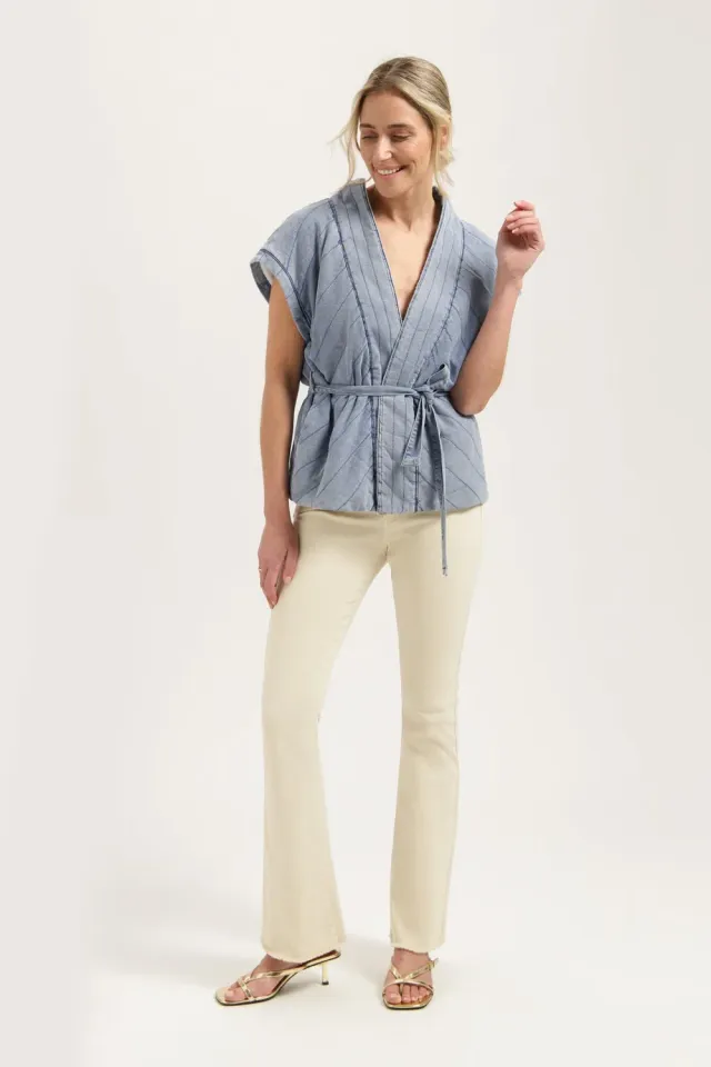 Florez Flared jeans cream met stretch