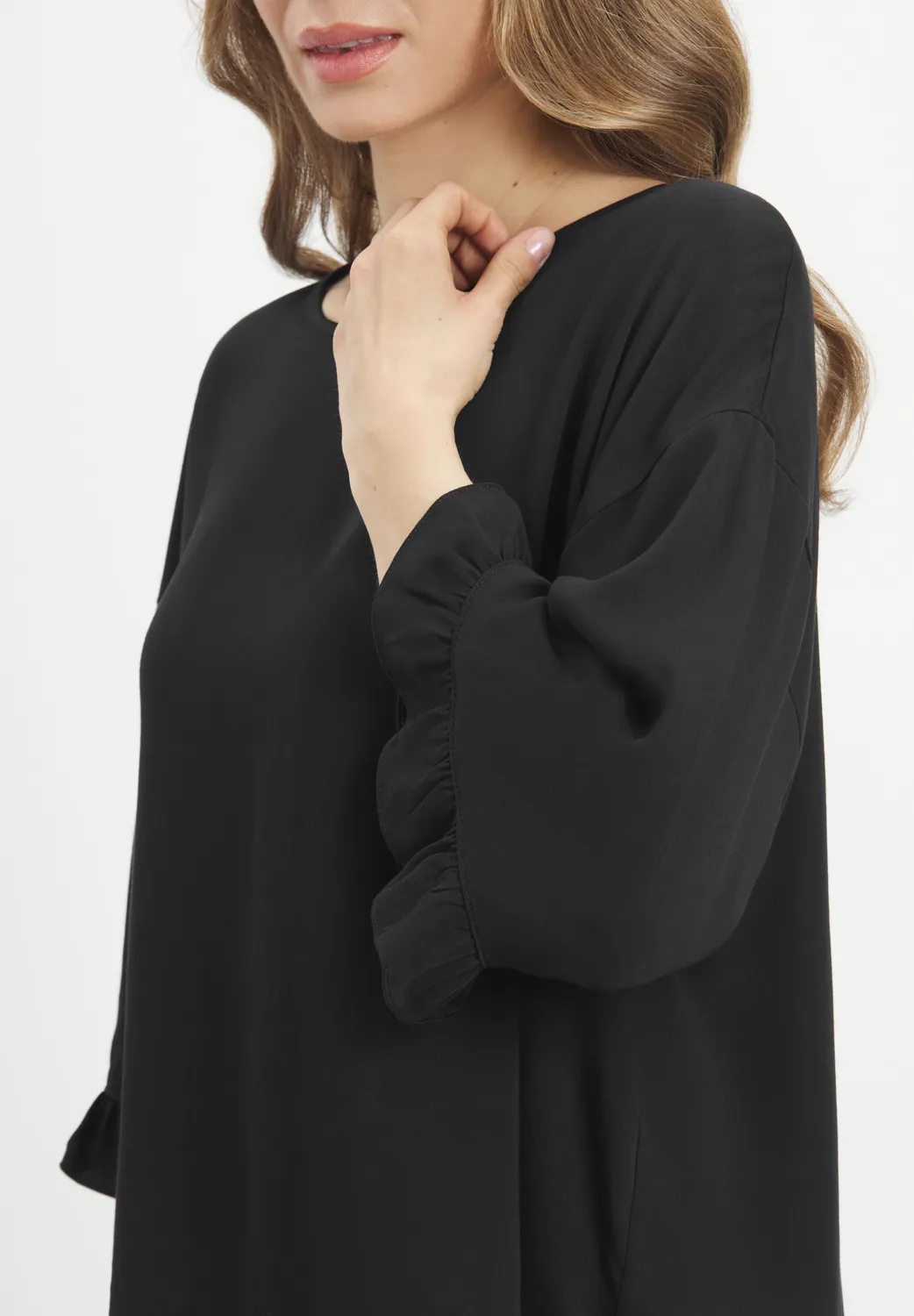 Laurie Nova 101280 blouse zwart korte mouw