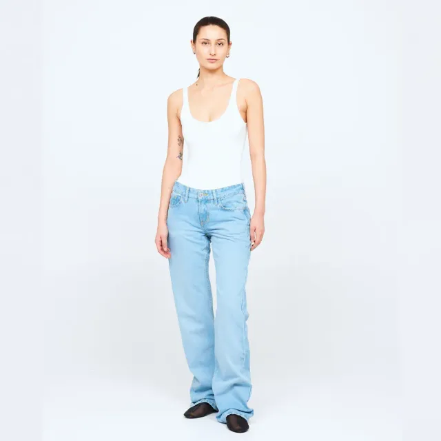 HNST Bright Blue jeans blauw straight tall-vriendelijk